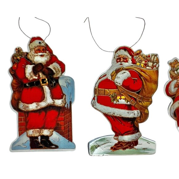 Vintage 1987 Merrimack Santa Claus Cardboard Ornaments Set Of 4 - Picture 6 of 7